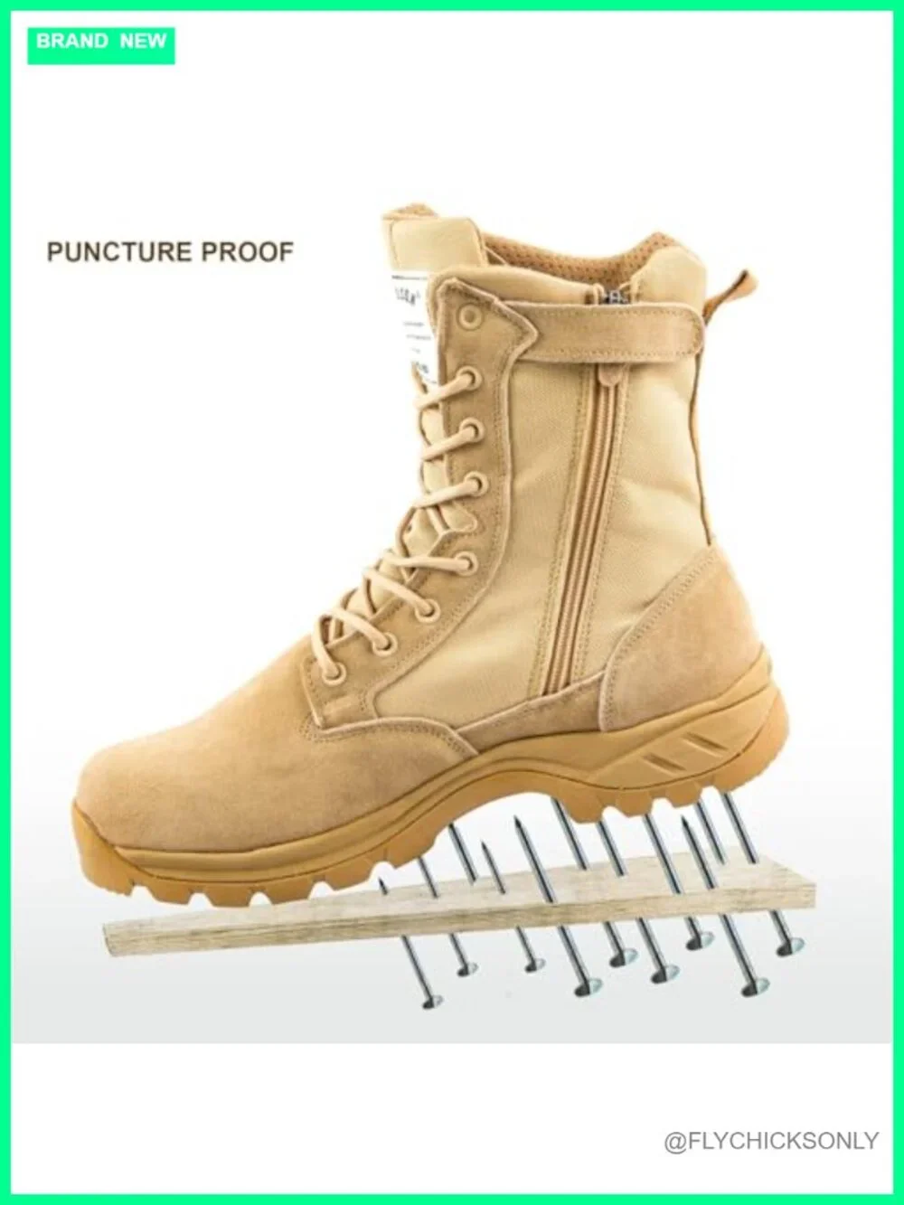 Men's Military Tactical Work Boots Side Zipper Puncture Resistant Combat Hiking
